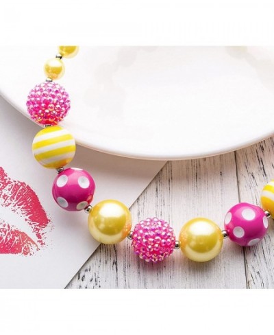 Dress Up Jewelry for Little Girls Kids Necklaces Fashion Girls Chunky Beads Bubblegum Necklace and Bracelet Set Green Gold Di...