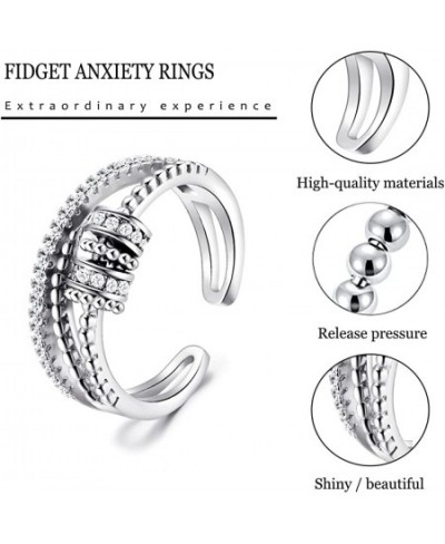 Fidget Anxiety Ring for Women Round Bead Spinner Open Adjustable Fidget Rings for Women Relieving Stress Gift Fidget Jewelry ...