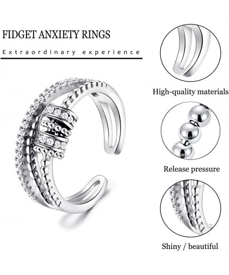 Fidget Anxiety Ring for Women Round Bead Spinner Open Adjustable Fidget Rings for Women Relieving Stress Gift Fidget Jewelry ...