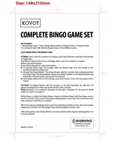 Complete Bingo Set | Includes Metal Cage (75) Numbered Balls Master Board (50) Bingo Cards (400) Color Chips + Bonus Travel C...