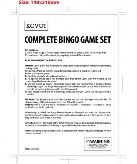 Complete Bingo Set | Includes Metal Cage (75) Numbered Balls Master Board (50) Bingo Cards (400) Color Chips + Bonus Travel C...