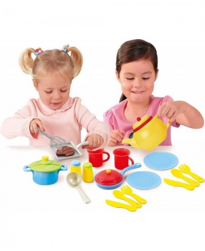 19 Pc My First Kitchen Playset - Knife Forks & Play Utensils - Salt and Pepper Shakers - Realistic Plastic Toy Cutlery - Toy ...