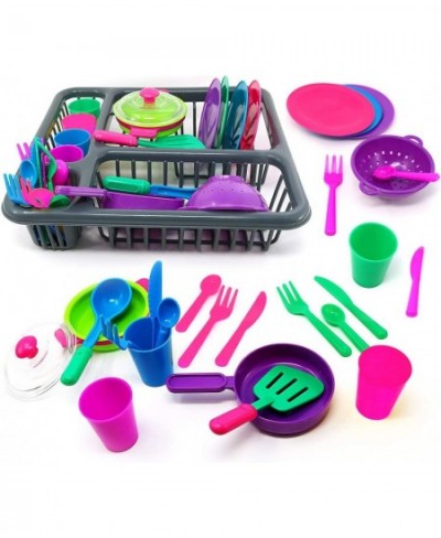 Play Dishes Kitchen Pretend Play Toys-Tableware Dishes Play Colourful Set (27 Pcs) - Play Kitchen Accessories for Toddlers $2...