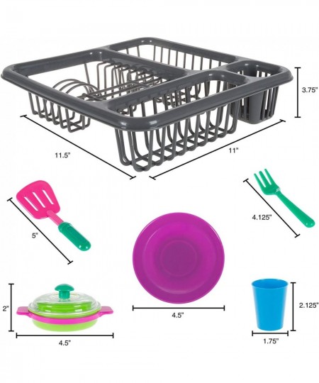 Play Dishes Kitchen Pretend Play Toys-Tableware Dishes Play Colourful Set (27 Pcs) - Play Kitchen Accessories for Toddlers $2...