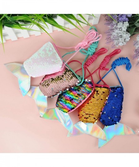 24 Pieces Mermaid Tail Coin Purse Mermaid Tail Sequin Crossbody Coin Wallet Bags for Kids Little Girls Mermaid Birthday Party...