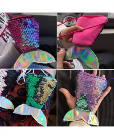 24 Pieces Mermaid Tail Coin Purse Mermaid Tail Sequin Crossbody Coin Wallet Bags for Kids Little Girls Mermaid Birthday Party...