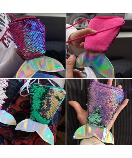 24 Pieces Mermaid Tail Coin Purse Mermaid Tail Sequin Crossbody Coin Wallet Bags for Kids Little Girls Mermaid Birthday Party...