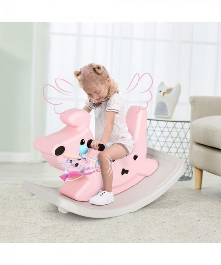 Kids Rocking Horse Ride-on Horse for Toddlers with Music & Lights HDEP Ride Animal Dog Rocker for Indoor & Outdoor Boys & Gir...