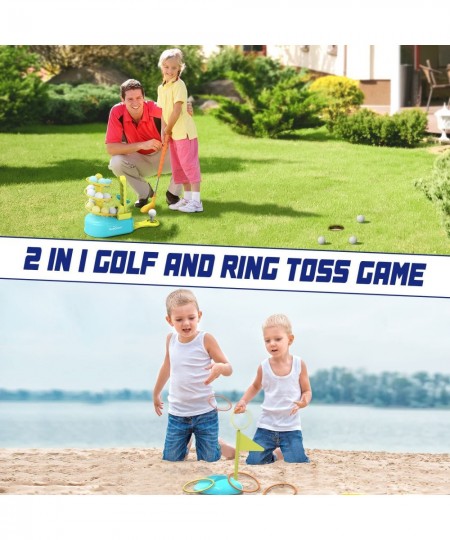 Kids Golf Clubs Set Outdoor Toddler Baby Golfs Set Toy W/ 2 Club Head 15 Training Golf Balls 4 Rings 2 Putting Mat and 1 Hole...