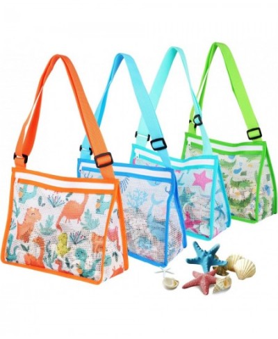 4 Packs Beach Toy Mesh Bag Beach Shell Collecting Bags with Adjustable Straps Beach Sand Toys Totes for Holding Shells Swimmi...