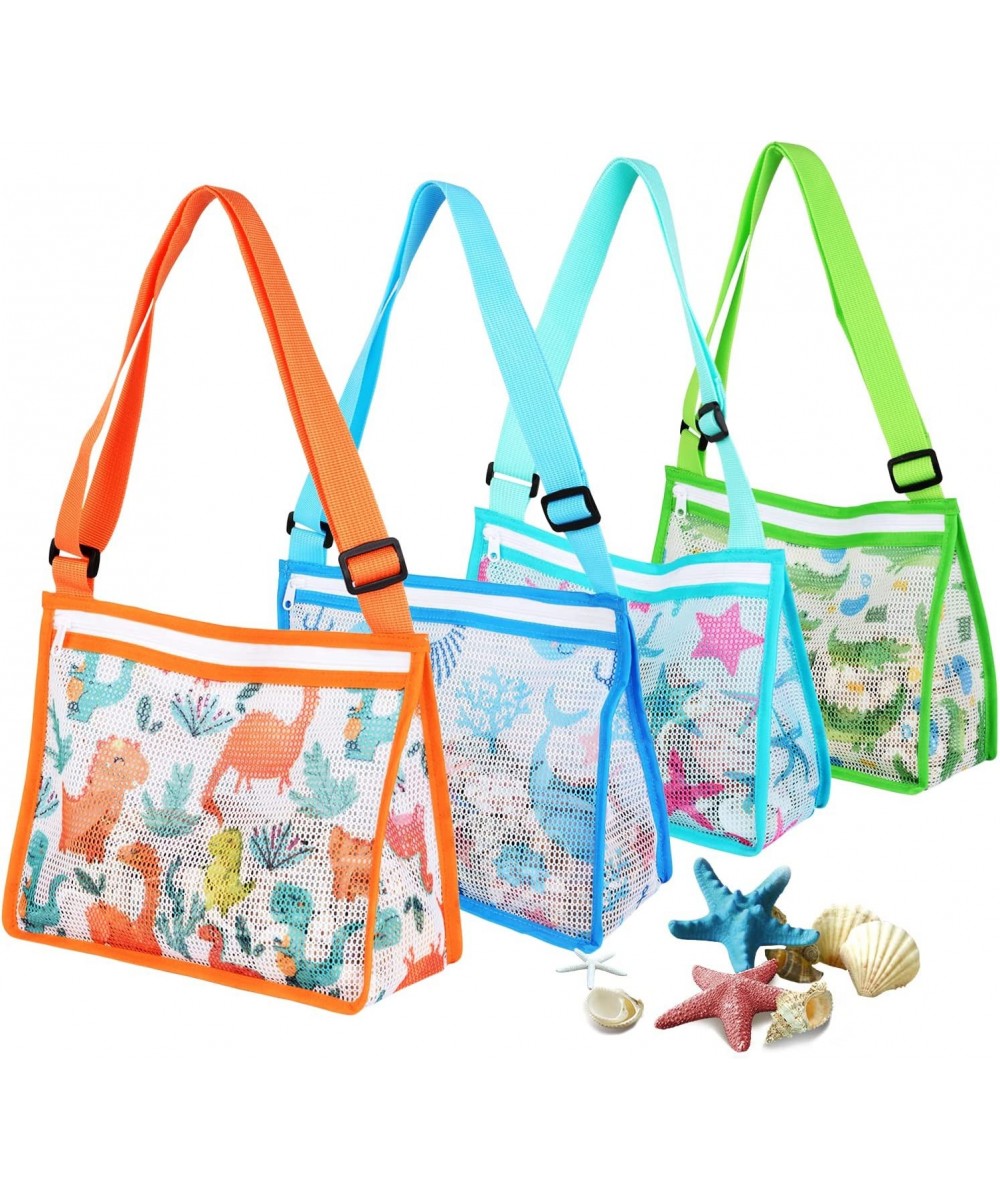 4 Packs Beach Toy Mesh Bag Beach Shell Collecting Bags with Adjustable Straps Beach Sand Toys Totes for Holding Shells Swimmi...