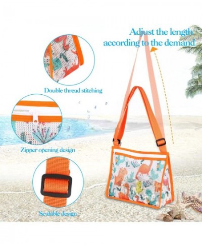 4 Packs Beach Toy Mesh Bag Beach Shell Collecting Bags with Adjustable Straps Beach Sand Toys Totes for Holding Shells Swimmi...