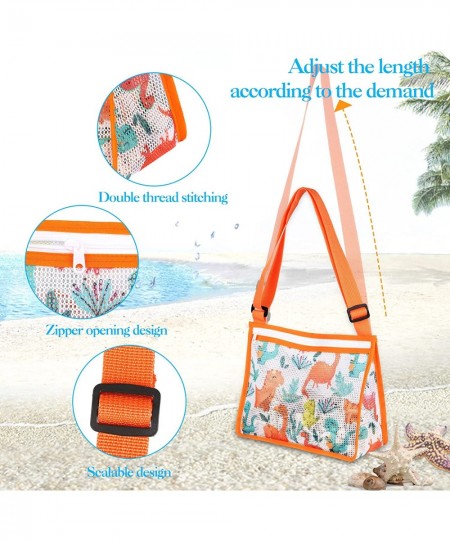 4 Packs Beach Toy Mesh Bag Beach Shell Collecting Bags with Adjustable Straps Beach Sand Toys Totes for Holding Shells Swimmi...