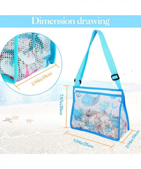 4 Packs Beach Toy Mesh Bag Beach Shell Collecting Bags with Adjustable Straps Beach Sand Toys Totes for Holding Shells Swimmi...