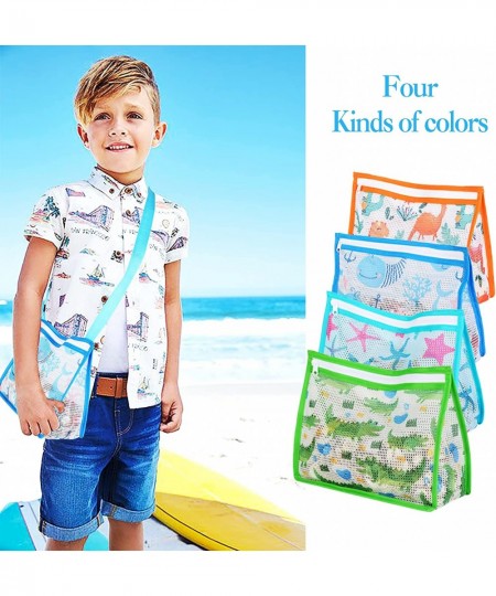 4 Packs Beach Toy Mesh Bag Beach Shell Collecting Bags with Adjustable Straps Beach Sand Toys Totes for Holding Shells Swimmi...