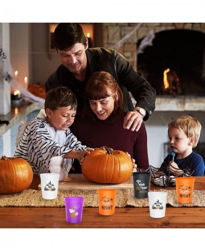 Halloween Party Cups - Set of 20 Orange White Black and Purple 16oz Stadium Cups Perfect for Halloween Party Halloween Favors...