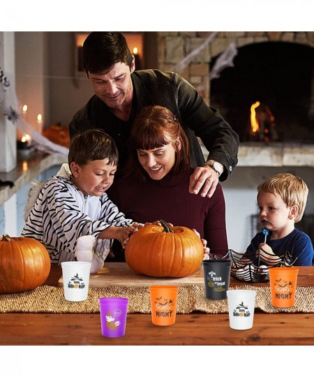 Halloween Party Cups - Set of 20 Orange White Black and Purple 16oz Stadium Cups Perfect for Halloween Party Halloween Favors...