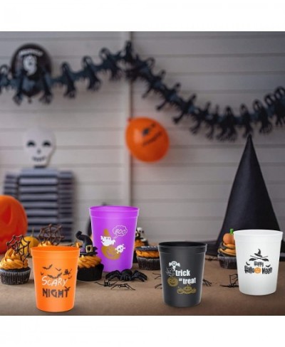 Halloween Party Cups - Set of 20 Orange White Black and Purple 16oz Stadium Cups Perfect for Halloween Party Halloween Favors...