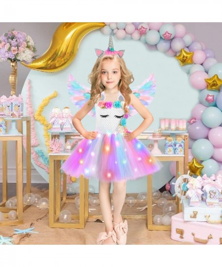 Unicorn Dress for Girls LED Light Up TuTu Sequin Unicorn Dress for Christmas Rainbow Unicorn Costume for Girls 4-6 $49.97 - K...