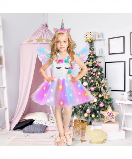 Unicorn Dress for Girls LED Light Up TuTu Sequin Unicorn Dress for Christmas Rainbow Unicorn Costume for Girls 4-6 $49.97 - K...