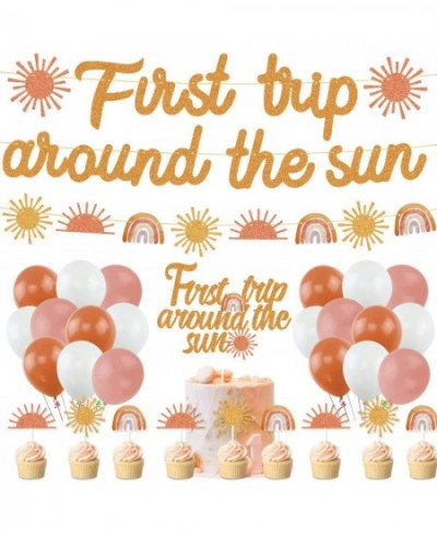 Boho Sun Party Decorations First Trip Around The Sun Banner Boho Sun 1st Birthday Decorations for Bohemian 1st Birthday Girl ...