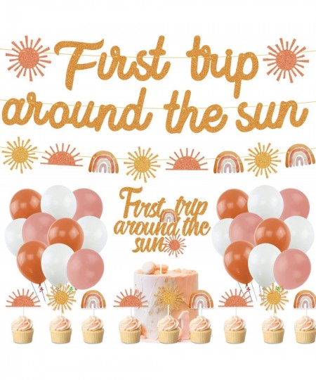 Boho Sun Party Decorations First Trip Around The Sun Banner Boho Sun 1st Birthday Decorations for Bohemian 1st Birthday Girl ...