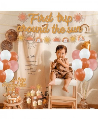 Boho Sun Party Decorations First Trip Around The Sun Banner Boho Sun 1st Birthday Decorations for Bohemian 1st Birthday Girl ...