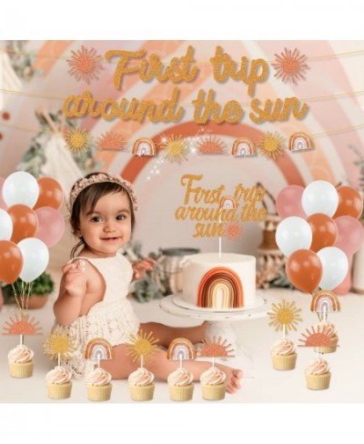 Boho Sun Party Decorations First Trip Around The Sun Banner Boho Sun 1st Birthday Decorations for Bohemian 1st Birthday Girl ...