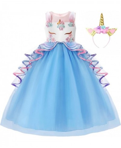 Girls Unicorn Costume Party Pageant Princess Dress with Headband $42.40 - Kids' Costumes