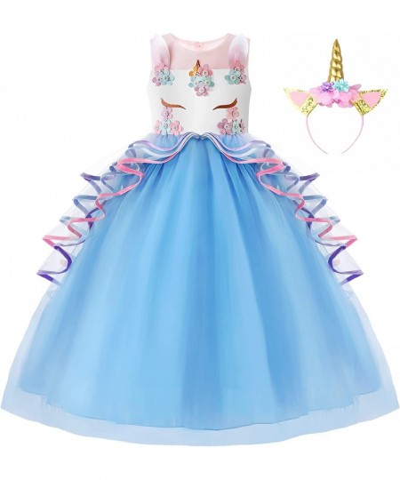 Girls Unicorn Costume Party Pageant Princess Dress with Headband $42.40 - Kids' Costumes