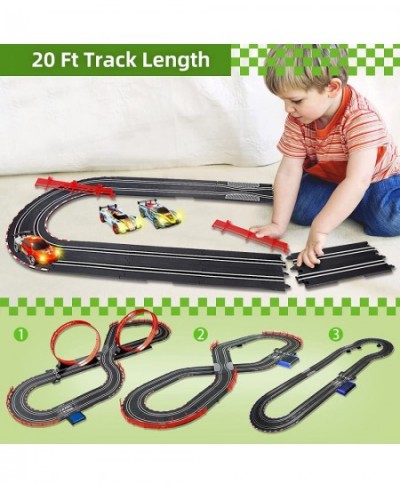 Slot Car Race Track for Boys and Kids Electric Racing Vehicle Playset 1:43 with 4 Cars Headlights 2 Controller Sound and Ligh...