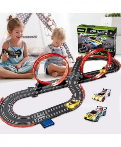 Slot Car Race Track for Boys and Kids Electric Racing Vehicle Playset 1:43 with 4 Cars Headlights 2 Controller Sound and Ligh...