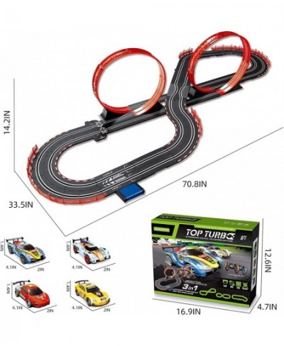 Slot Car Race Track for Boys and Kids Electric Racing Vehicle Playset 1:43 with 4 Cars Headlights 2 Controller Sound and Ligh...