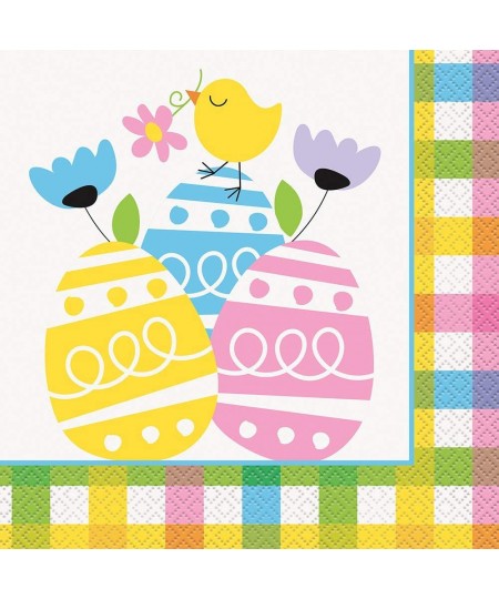 Plaid Easter Eggs Luncheon Napkins | 6.5" x 6.5" | 20 Pcs $15.49 - Kids' Party Tableware