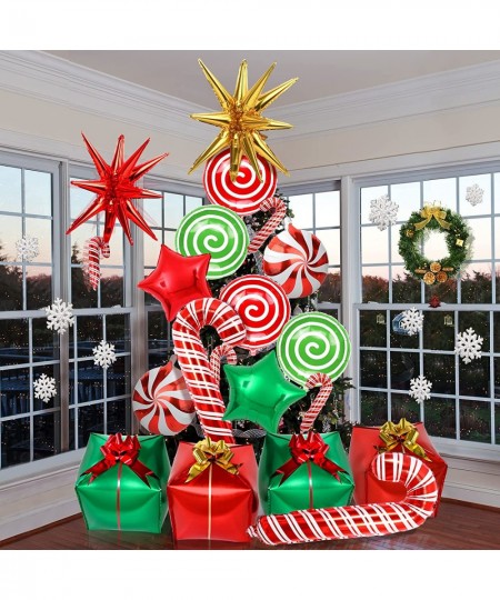 Merry Christmas Balloons Xmas Party Supplies Birthday Decorations Christmas Candy Foil Balloons Garland Arch Kit Cane Swirl M...