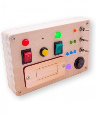 LED Light Switch Busy Board Montessori Toy Button Busy Board Kids Wooden Control Panel Kids Toy Activity Sensory Board Fidget...