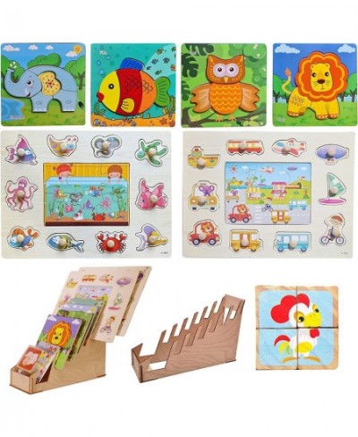 Wooden Puzzles for Toddlers with Holder 1 to 3 Year olds Girls Boys| Educational Toy Montessori Kids 8 Pack Learning Toys Bab...