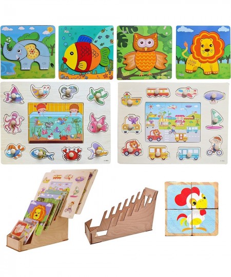 Wooden Puzzles for Toddlers with Holder 1 to 3 Year olds Girls Boys| Educational Toy Montessori Kids 8 Pack Learning Toys Bab...