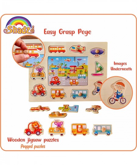 Wooden Puzzles for Toddlers with Holder 1 to 3 Year olds Girls Boys| Educational Toy Montessori Kids 8 Pack Learning Toys Bab...