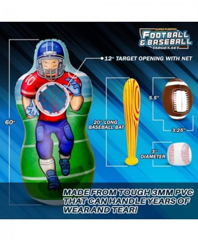 Inflatable Double-Sided Baseball & Football Target Set - Blow Up Toy with Soft Football Baseball & Inflatable Bat - Fun Toss ...