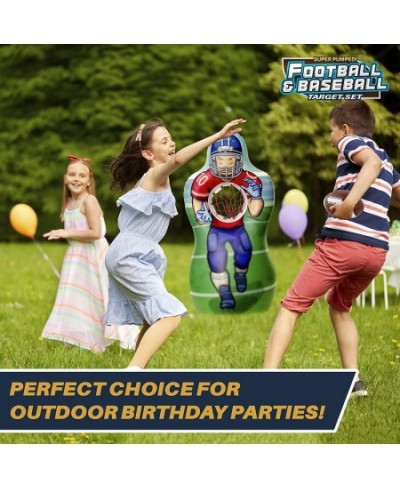 Inflatable Double-Sided Baseball & Football Target Set - Blow Up Toy with Soft Football Baseball & Inflatable Bat - Fun Toss ...