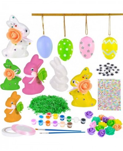 50 Pieces Easter Crafts for Kids with 8 Pieces Easter Foam Bunny 4 Pieces Easter Eggs 2 Sets Paints Instructions and Others A...