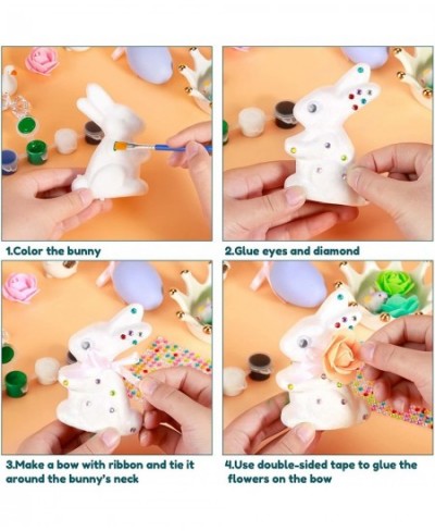 50 Pieces Easter Crafts for Kids with 8 Pieces Easter Foam Bunny 4 Pieces Easter Eggs 2 Sets Paints Instructions and Others A...