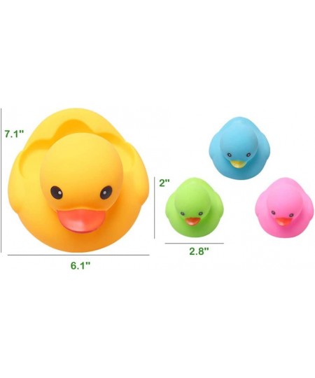 Bath Duck Toys 4 Pcs Colorful Rubber Duck Family Squeak Ducks Baby Shower Toy for Toddlers Boys Girls 3 Months+ (Colorful Duc...