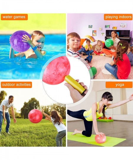 6 Pcs Marbleized Bouncy Balls Kick Balls Inflatable Sensory Balls for Beach School Playground Indoor/Outdoor Play Balls - 9 I...