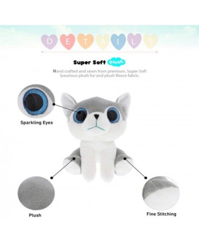 Sparkling Big Eye Wolf Wild Stuffed Animal Soft Plush Collection Storytime Buddy Ice Direwolf Puppy Plushie Figure Toy Peekab...