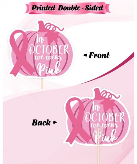 Breast Cancer Awareness Party Decorations Centerpieces with Sticks Pink Ribbon Table Toppers for Pink October Autumn Pumpkin ...