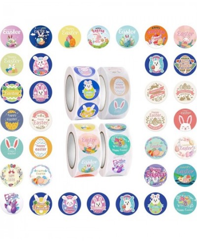 2000PCS Easter Stickers Happy Easter Egg Bunny Roll Sticker Round Waterproof Holiday Sticker for Kids Decorations Wall Window...