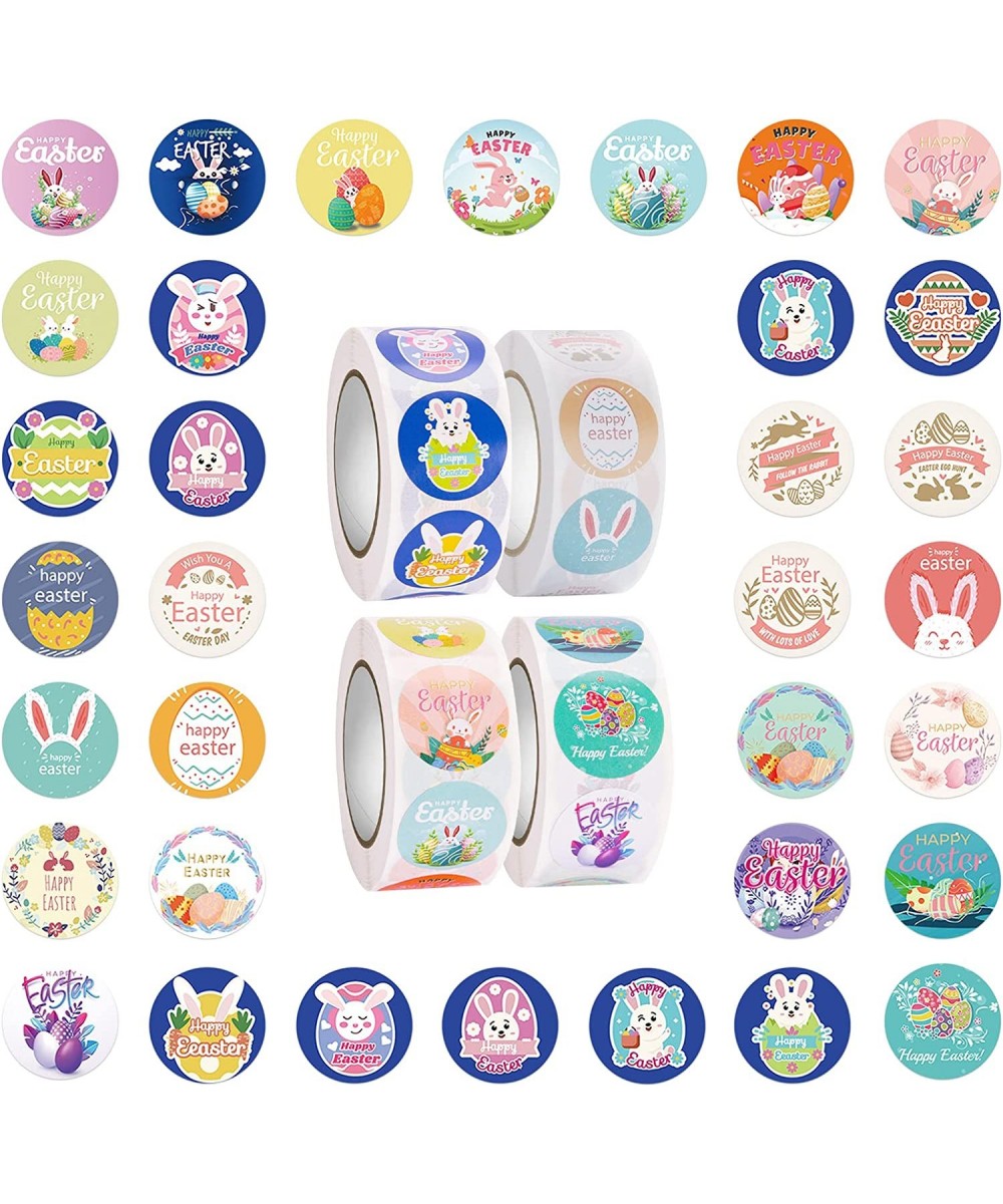 2000PCS Easter Stickers Happy Easter Egg Bunny Roll Sticker Round Waterproof Holiday Sticker for Kids Decorations Wall Window...