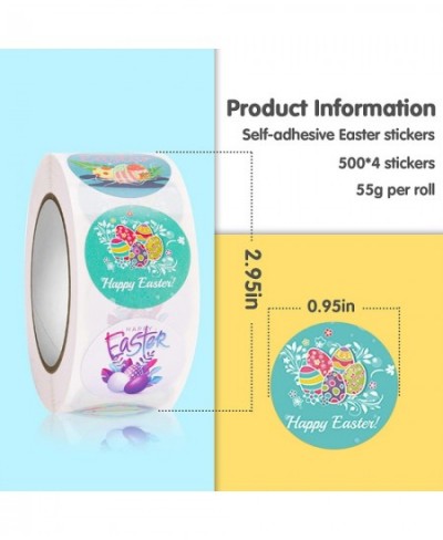 2000PCS Easter Stickers Happy Easter Egg Bunny Roll Sticker Round Waterproof Holiday Sticker for Kids Decorations Wall Window...